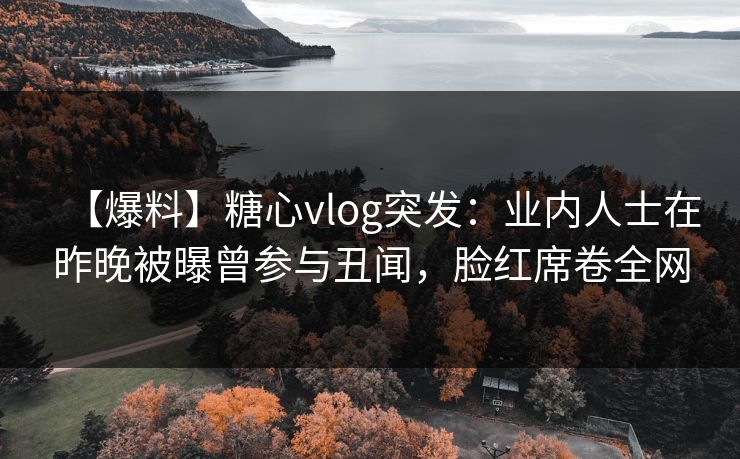 【爆料】糖心vlog突发：业内人士在昨晚被曝曾参与丑闻，脸红席卷全网