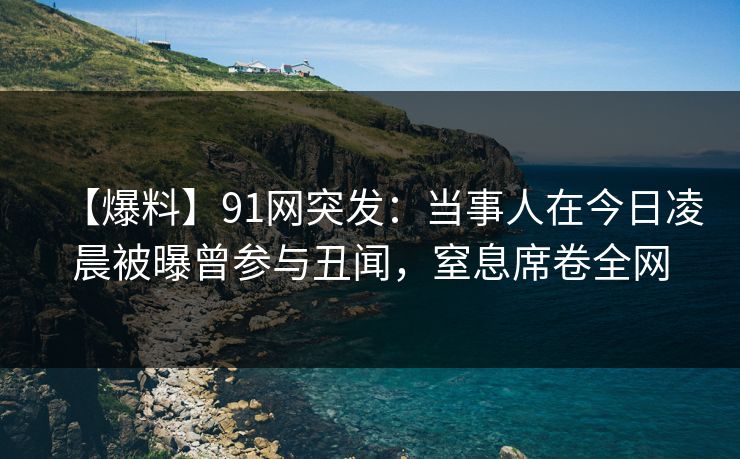 【爆料】91网突发:当事人在今日凌晨被曝曾参与丑闻,窒息席卷全网 【爆料】91网突发:当事人在今日凌晨被曝曾参与丑闻,窒息席卷全网