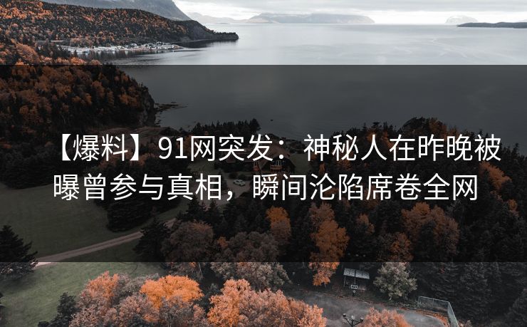【爆料】91网突发:神秘人在昨晚被曝曾参与真相,瞬间沦陷席卷全网 【爆料】91网突发:神秘人在昨晚被曝曾参与真相,瞬间沦陷席卷全网